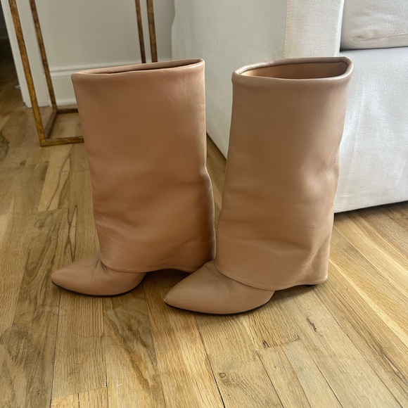 Revolve Toral Berta Booties in Sand Cream Leather Foldover Heeled Boots - Picture 8 of 14